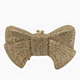 Gold bow rhinestone bag